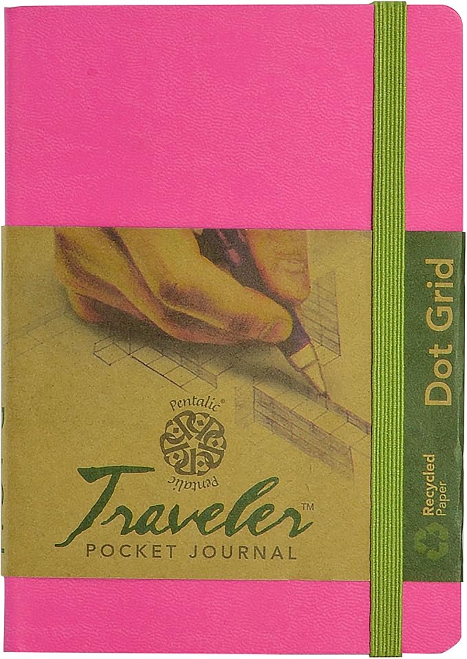 Pentalic 4" x 6" Pocket Sketchbook Traveler Journal, 120 Pages, Bright Pink