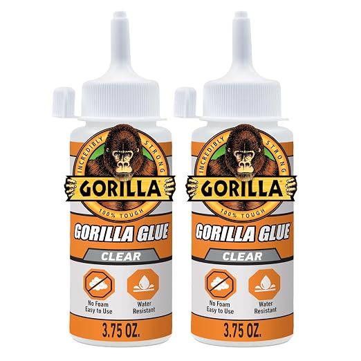 Gorilla Clear Glue, All Purpose, Polyurethane, 3.75 oz Bottle, 2-Pack