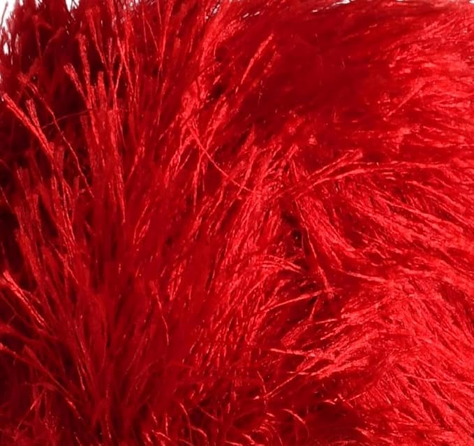 Eyelash Fun Fur Yarn Premium 100% Polyester 164 Yds (150 Mt), 3.53 Oz (100 Gr) Colorful Crochet Yarn Dıy Hand Knitting. (Red, 1 Skein)
