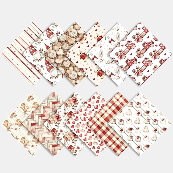 24 Sheets Cute Scrapbooking Paper Pad - 6inch Sweet Patterns Designed Supplies for Valentine Christmas DIY Crafts Cardstock Material Journals Collage Diary Gift Folded Wrapping