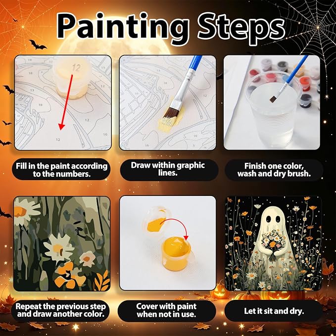 hkejoi Halloween Paint by Numbers Kit for Adults, 12x16 in