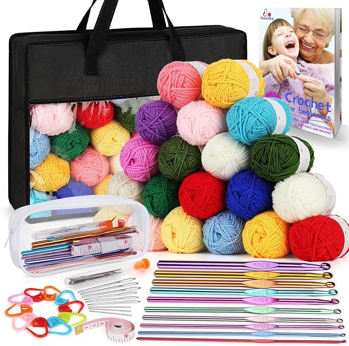 Aeelike Crochet Kit for Beginners Adults, Complete Crochet Set, Black
