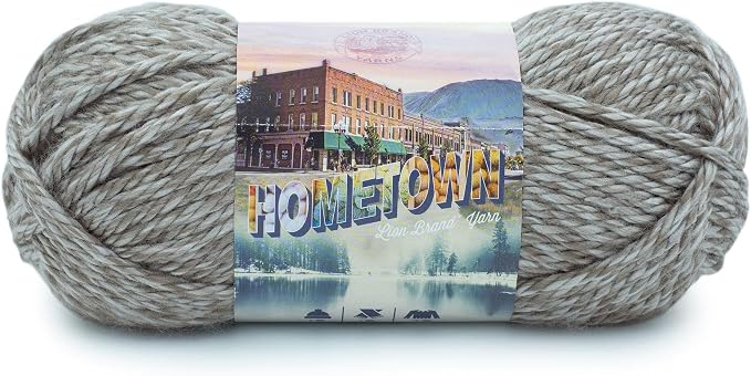 Lion Brand Yarn Hometown Yarn, Super-Bulky Yarn for Knitting, Crocheting, and Crafting, 1 Pack, Bellefontaine Concrete | Super Bulky Acrylic Fiber for Warm Crochet Blankets, Knit Winter Hats, Chunky Cardigans, Soft Scarves, Weaving