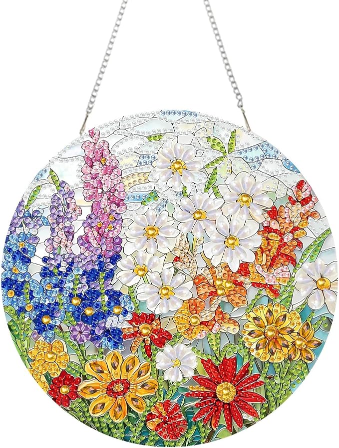 RYMILIE Hanging Diamond Art Kits for Adults Blossoms 8x8inch