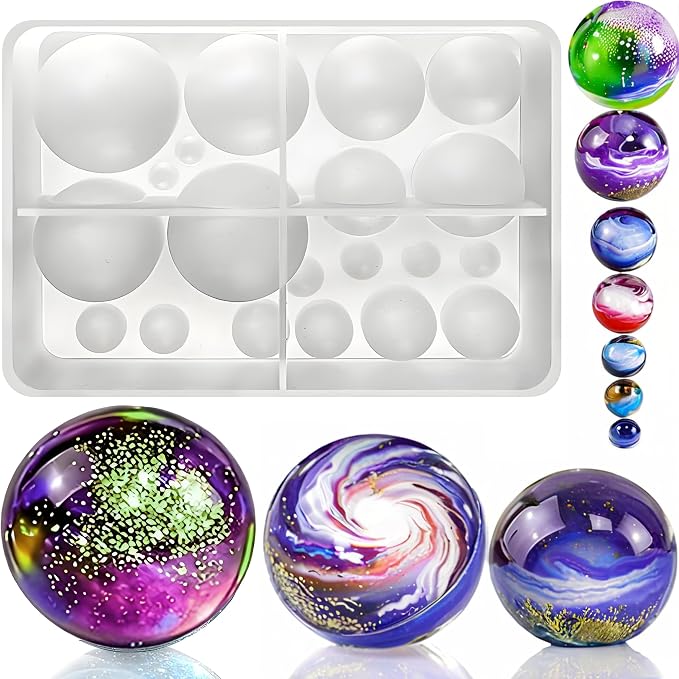 Sphere Silicone Molds for Resin,Seamless Sphere Resin Molds Silicone,Resin Bead Mold,Small Resin Molds for Jewellery Making,Pendant and and DIY Gifts,for resi n Casting(20Cavity Sphere Molds)