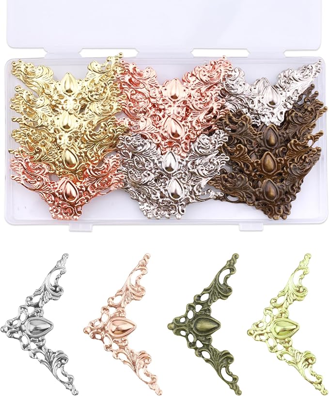 Olldag 100 PCS Metal Book Corners Protectors Edge Cover for Album Scrapbook