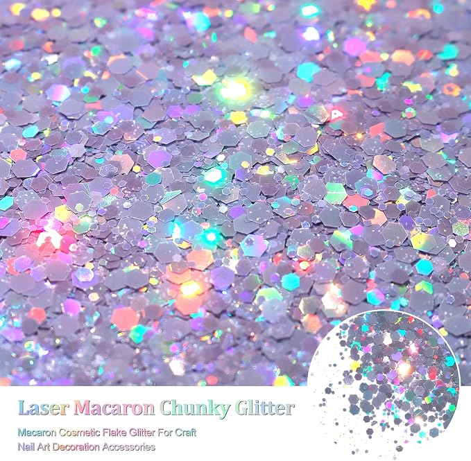 Renfio Holographic Purple Chunky Glitter for Snowglobe Tumbler 1.76oz/50g