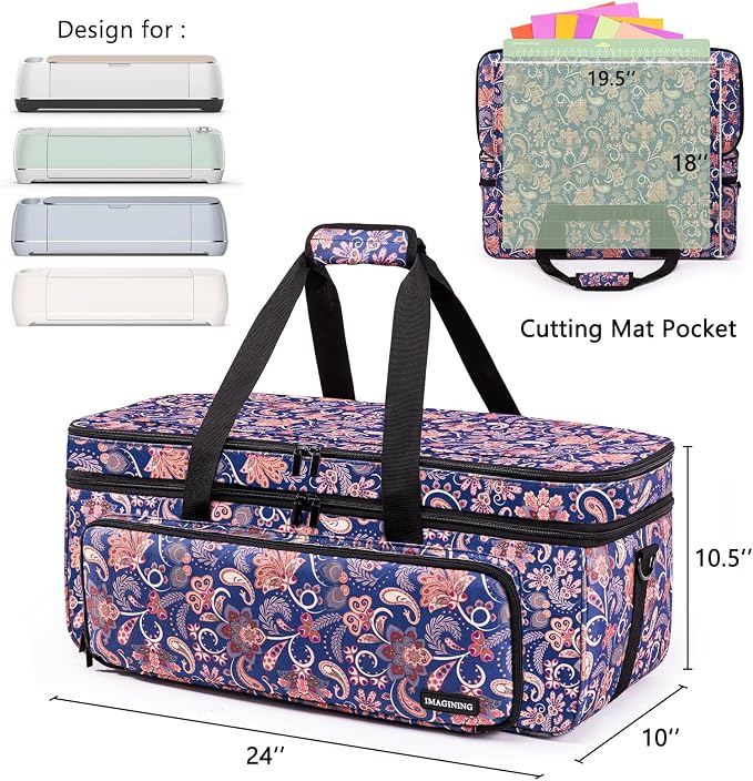 Double Layer Carrying Case with Cutting Mat Pocket & Accessories Storage