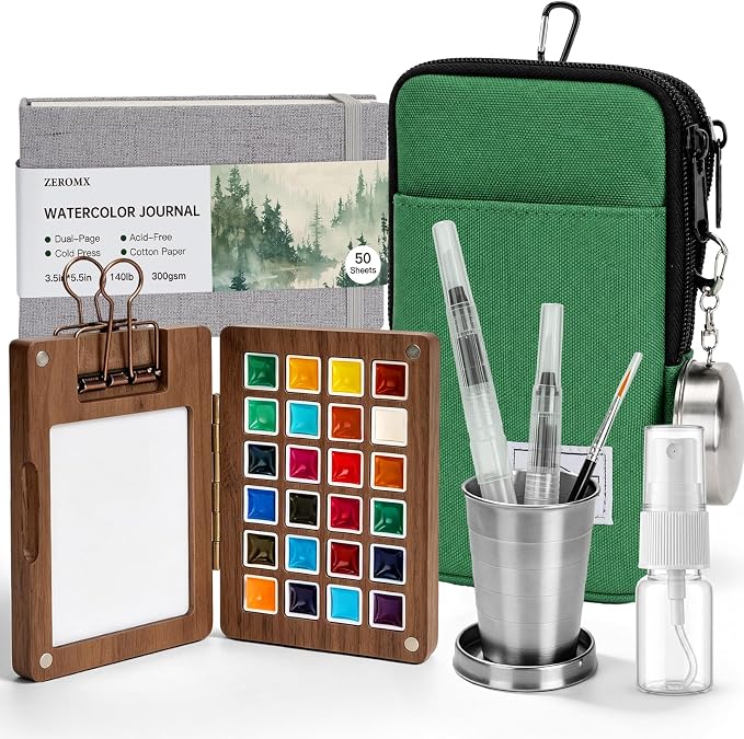 Mini Watercolor Paint Set, 24 Colors Travel Watercolor Set