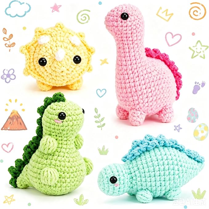 Crochetta Crochet Kit for Beginners, Crochet Starter Kits for Adults, Amigurumi Craft Knitting Crocheting Kits with Step-by-Step Video Tutorials, 6 Pc Hanging Potted Plants Family(40%+ Yarn