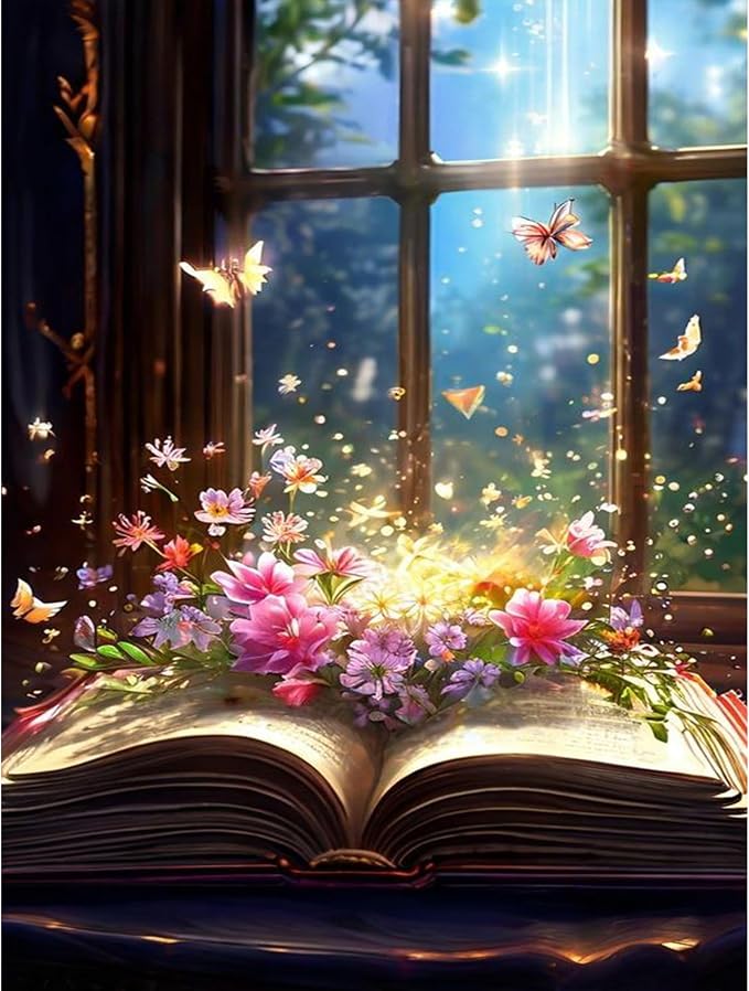 Yunruily Butterfly Book Paint by Number Adult-Butterfly Canvas Paint by Numbers for Adults,Flowers Paint by Number Kits on Canvas for Gifts Home Wall Decor(16x20inch)