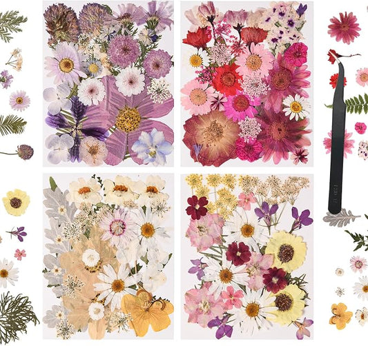 110 PCS Pressed Flowers for Resin Molds, Colorful-e | Real Dried Flower Leaves for Crafts DIY Jewelry Making Dry Flowers for Scrapbooking Soap Candles Making Nails Décor
