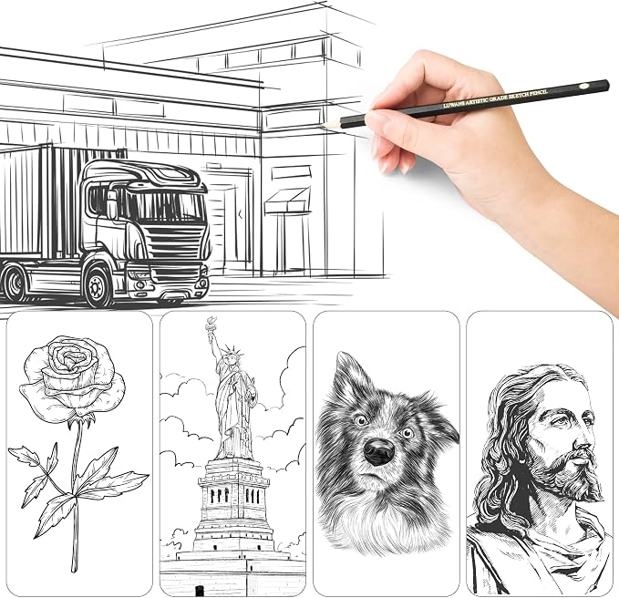 Luwans Drawing Pencils Set of 14 (B - 12B) Sketch Pencils for Drawing - Art Pencils for Shading, Sketching & Doodling | Professional Graphite Pencil for Artists & Beginners