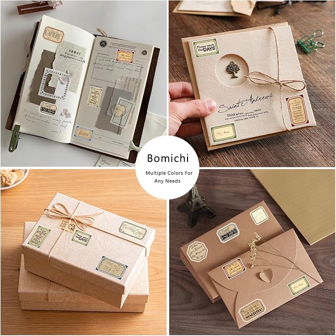 Bomichi 94 Pcs Vintage Label Stickers, Retro Tag Aesthetic Stickers for Scrapbooking Junk Journal Bullet Journal Collage Diary DIY Crafts
