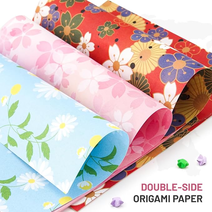 AluAbi Origami Paper Kit 500 Sheets & 1350 Star Strips for Kids 5-12