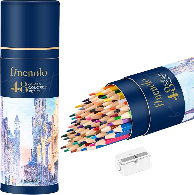 finenolo 48 Pack Colored Pencils for Adult Coloring Books | Soft Core, Art Drawing Pencils for Artists Beginners, Coloring Pencils Set with Sharpener for Coloring, Sketching, Painting