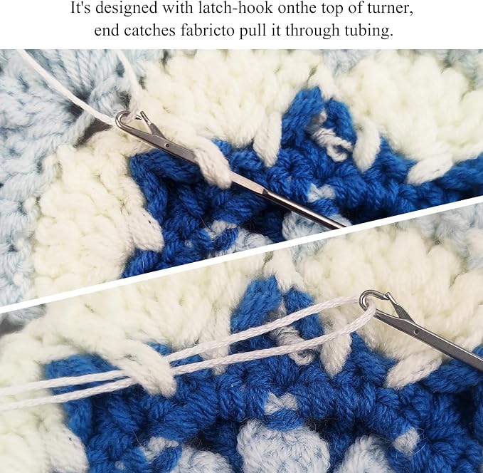4 Pcs Point Loop Turner Sewing Tool, Tongue Crochet Tool Latch Hook Tool for Silicone Beads Belts Strips DIY Accessories