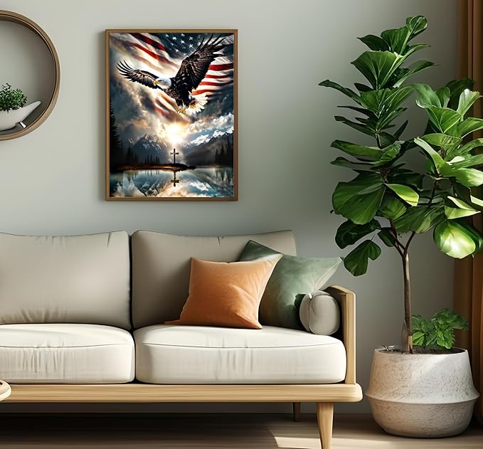 Diamond Art Kits for Adults,US Flag EagleDiamond Painting Kit,11.8X15.8inch | 5D DIY Full Drill Paint by Diamonds Dot Gem Art Painting Kits,for Home Wall Decor Beginners