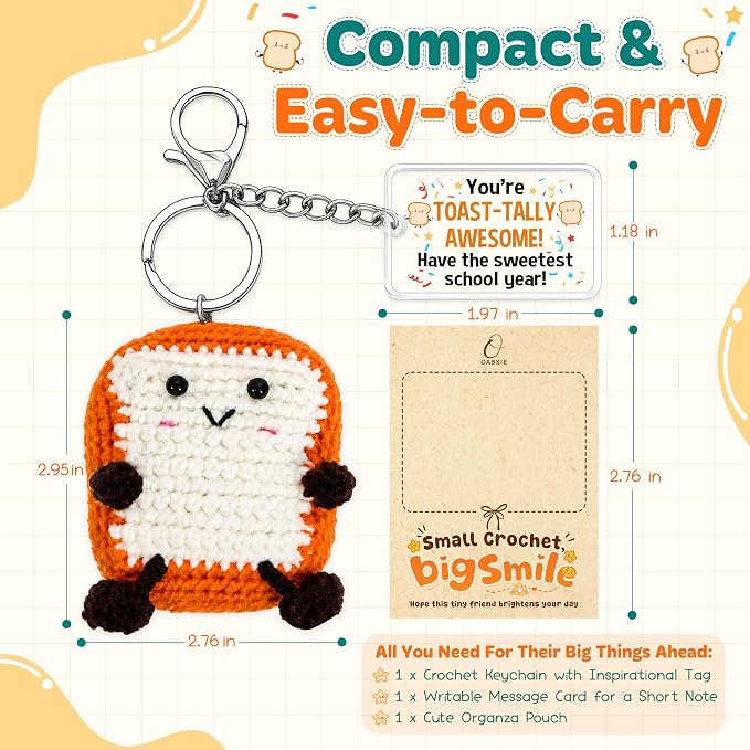 OASSIE Back to School Gifts for Students - Positive Crochet Keychain