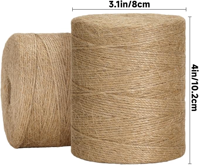KINGLAKE Natural Jute Twine String - 1969 Feet 2mm Twine String for Crafts