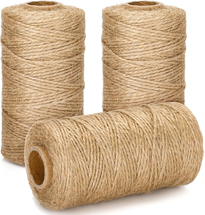 984 Feet Jute Twine, 3 Pcs X 328 Feet Christmas Twine, Best Arts Crafts Gift, Durable Packing String, Brown