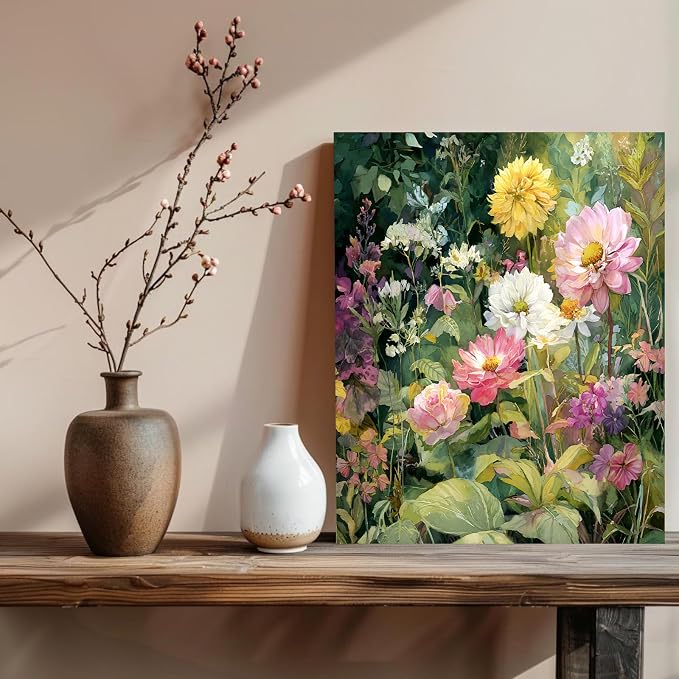 xcemhil Flowers Paint by Numbers Kit for Adults Beginner, Flowers Paint by Numbers for Adult, Acrylic Paint by Number Kits Suitable for Home Wall Art Decor Gifts 16x20 Inch
