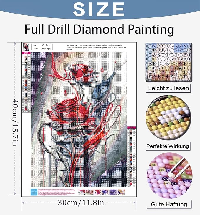 Benjenes Rose Diamond Art Kits for Adults, Flowers Diamond Painting Kits
