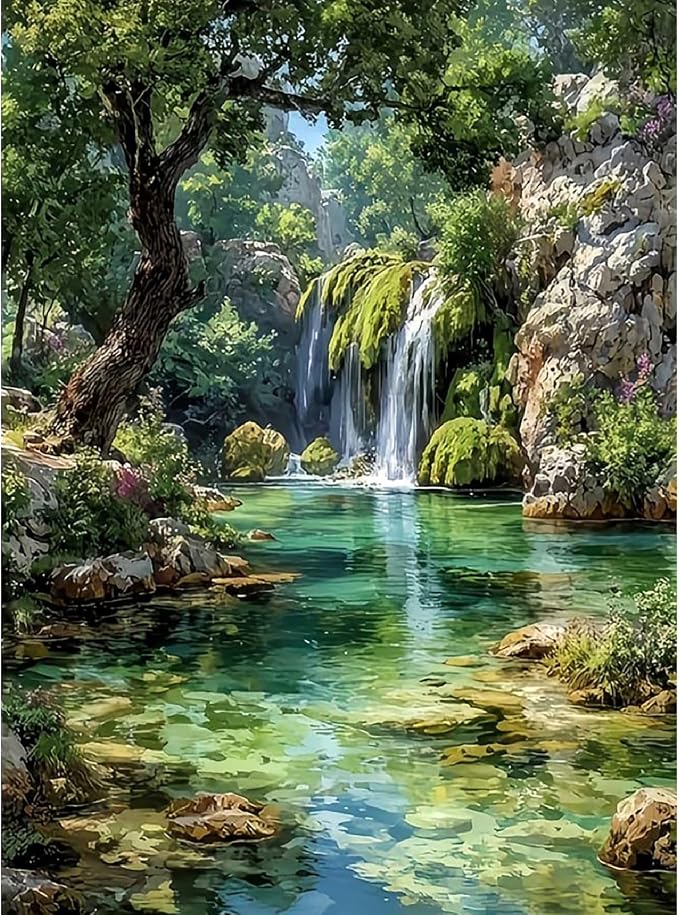 WUDWL Landscape Paint by Numbers Kit for Adults,Color By Numbers for Adults | Scenery Decor Painting by Number On Canvas, Paint Number Artist Funny Without Frame DIY, Home Wall Decor, 12x16in