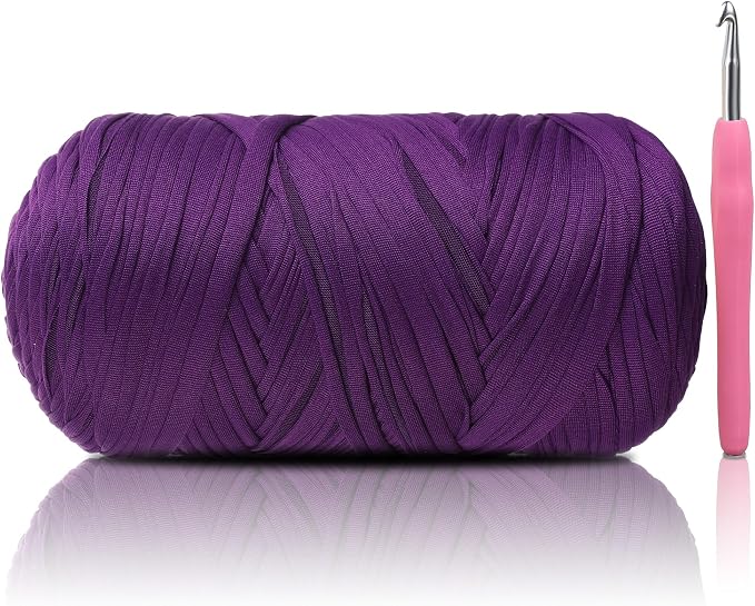 2 Pack T-Shirt Yarn - Together 800g/236 Yards Elastic Fabric Crochet Cloth T-Shirt Yarn, Thick Hand Knitting Yarns for Crocheting Bags/Rugs/Baskets/Craft Project (Modern, 1-Violets)