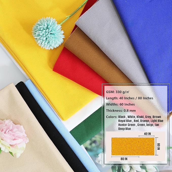 10oz Heavy Duty Cotton Canvas Fabric 60" x 80", Thick Cotton Duck Cloth for Painting, Sewing, Crafts, Tote Bags, Embroidery, Home Decor, Drop Cloth (Mustard Yellow)