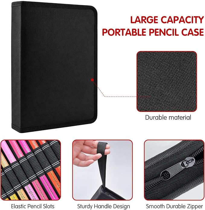 Mifuner 72 Colored Professional Drawing Set with Zipper Pencil Pouch | Portable Travel Colored Pencil Case,Sketching Shading Blending Art Supplies,Gifts for Artists Adults Beginners.