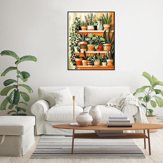 Yunruily Green Plant Canvas Paint by Numbers for Adults-Paint by Numbers Adults Plant,Painting by Number Canvas for Adult for Gifts and Home Wall Decor(with Gifts Box) 16x20inch
