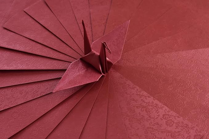 100 Origami Paper Sheets Paper Pack Paper Flower Pattern, Embossing, Pearl Coating for Folding Paper, Origami Cranes,Scrapbook (Red, 6x6 inches)