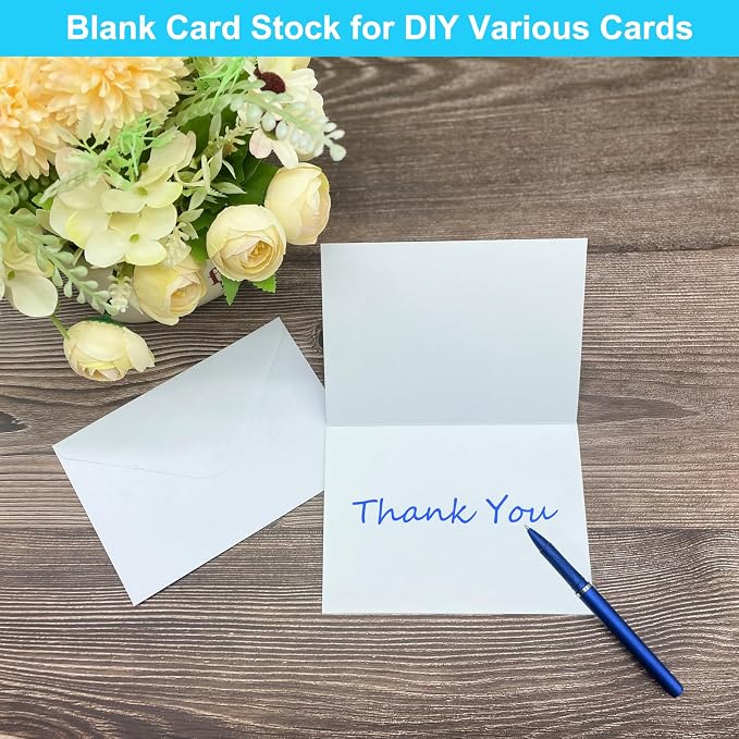50 Pack Blank Cards and Envelopes 4x6, White Blank Note Cards Greeting Cards and Envelope Set, Folded Cardstock with Envelopes for DIY Greeting Card, Thank You Cards, Invitations