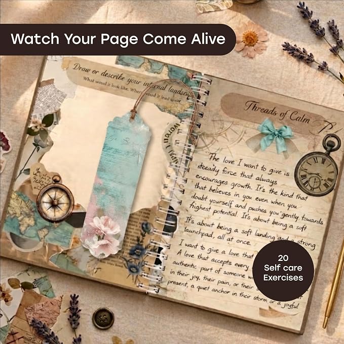 Unwynd Vintage Chapter Journal Scrapbook Starter Kit for Women Adult Teen