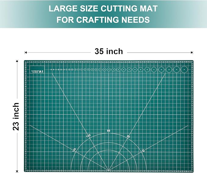 Prime Vinyl Cutting Mat, 23" x 35" Large Self Healing Sewing Mat, 5-Ply Heavy Cut Board, Rotary Cutting Mat for Crafts, Sewing Supplies and Quilting Tools.