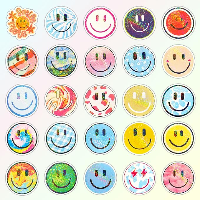50PCS Smile Glitter Stickers