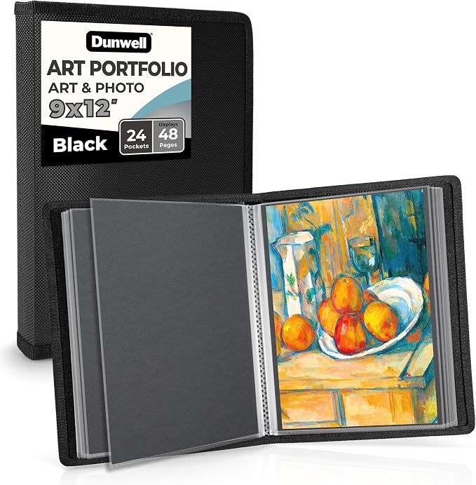 Dunwell 9x12 Art Portfolio Binder, 24 Pockets, Displays 48 Pages
