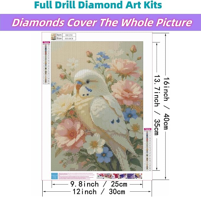 Diamond Painting Kits for Adults,Flower and Parrot Diamond Art Kit12X16inch