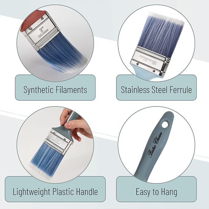 Bates Vintage Color Plastic Handle Paint Brushes - 4 Pack, Stain & Furniture Brushes, Ideal for Walls & Painting