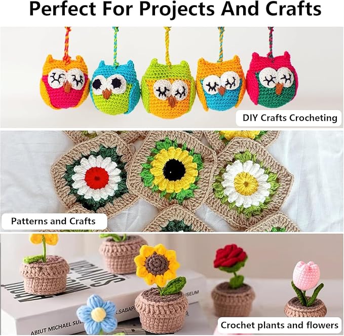JC CRAFT Beginner Crochet Kit – 81 Piece Starter Set with 15 Colorful Yarns, Ergonomic Hooks, Complete Supplies, White Tote Bag, Accessories Case, Guide Book & Online Video Lessons