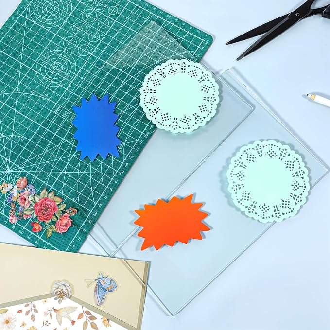 8 Packs Standard Cutting Pads Clear Acrylic Die Cutting Plates, Transparency Cutting Pads for Embossing Crafting, Standard Cutting Pads for Die Cutting Machine(8.7x6.1inches)