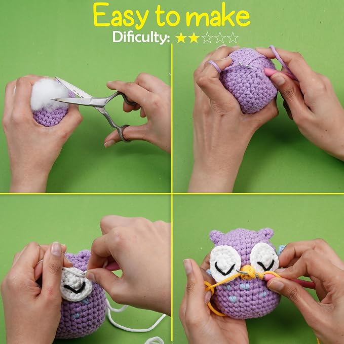 Crochet Kit for Beginners, Crochet Animal Kit with Video Tutorials & Soft Yarn, Craft Kits for Teens & Adults: Penguin, Dinosaur & Octopus Amigurumi Crochet Kit, Easy Knitting Kit, Crafts Crochet Kits