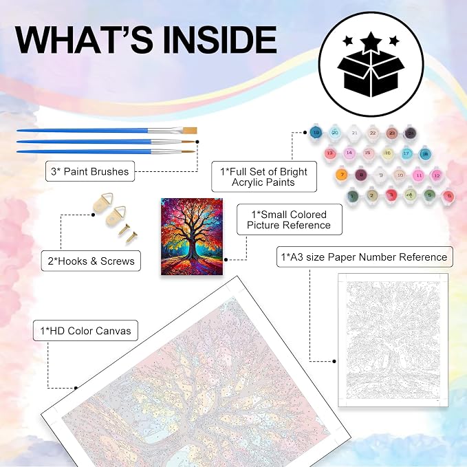 Tree of Life Paint by Numbers Kit for Adults Without Frame 16x20 IN | Tree Paint by Numbers for Adults Beginner, DIY Acrylic Painting, Stress Relief Craft Kits, Home Wall Decor Gift