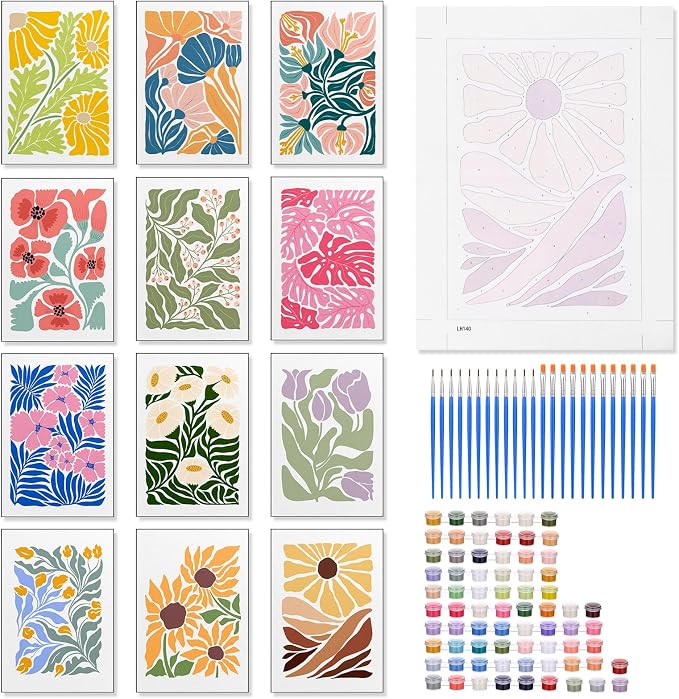 YooNotee 12 Pack Paint by Numbers Kids Adults,Easy on Canvas 8x12