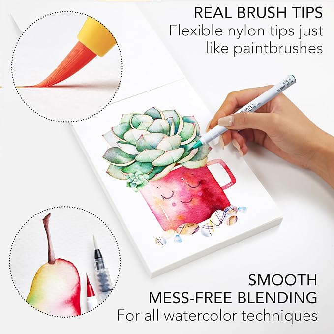 CHROMATEK 54 Watercolor Pens Set | Including 15 Page Pad & Online Video Tutorial Series | 4 Aquapens & 50 Unique Colors | Brush Pens | Easily Blendable, Vivid, Smooth | Professional Art Supplies