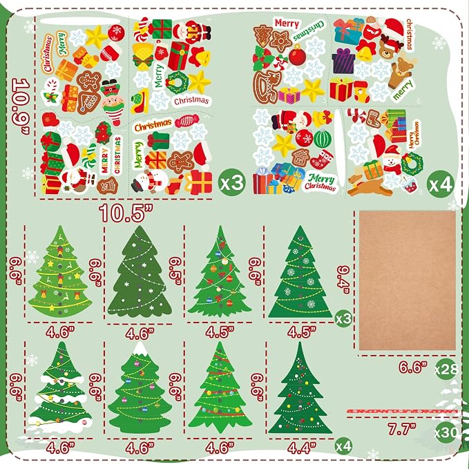 28Sets Christmas Crafts Card Making Kit DIY 3D Xmas Trees Greeting Cards