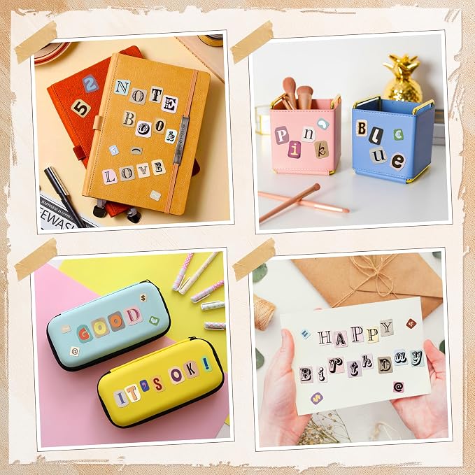 744PCS Vintage Letter Stickers,1 Inch Magazine Alphabet and Number Stickers
