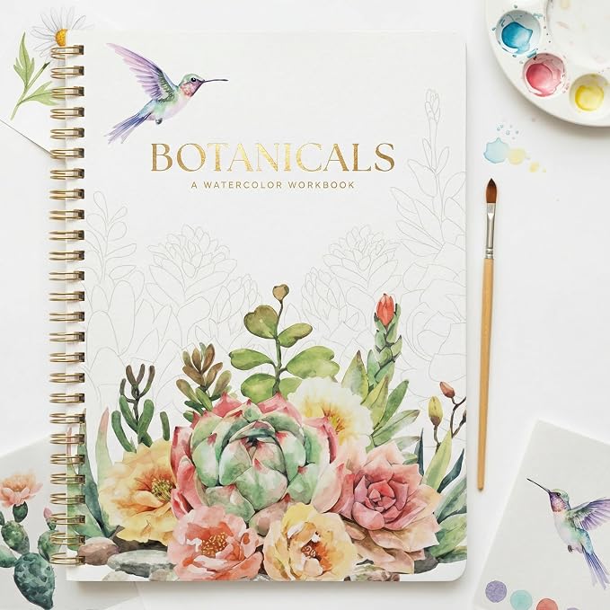 Beautiful Watercolor Book for Beginners - Guided Painting Workbook | 12 Botanical Designs on Quality Paper - Relaxing Watercolor Activity Book for Adults and the Perfect Art Gift for Women