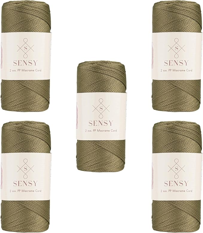 S Sensy 2mm - Premium Polypropylene Macrame Cord 5 Skeins Avocado 252 Yards
